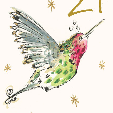 Age 21 Dancing Bird Gold Foil Birthday Card