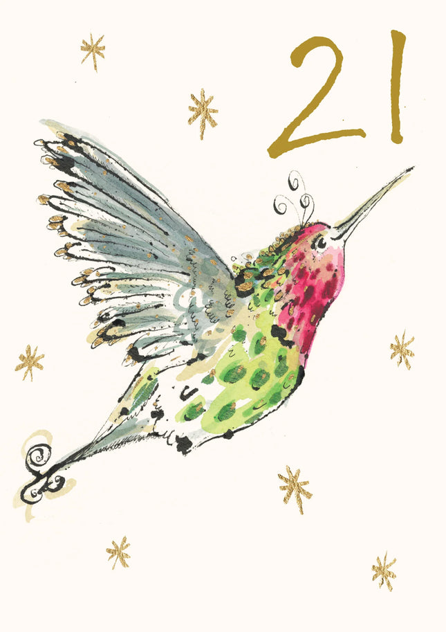 Age 21 Dancing Bird Gold Foil Birthday Card