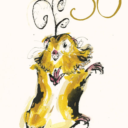 Age 30 Dancing Guinea Pig Gold Foil Birthday Card