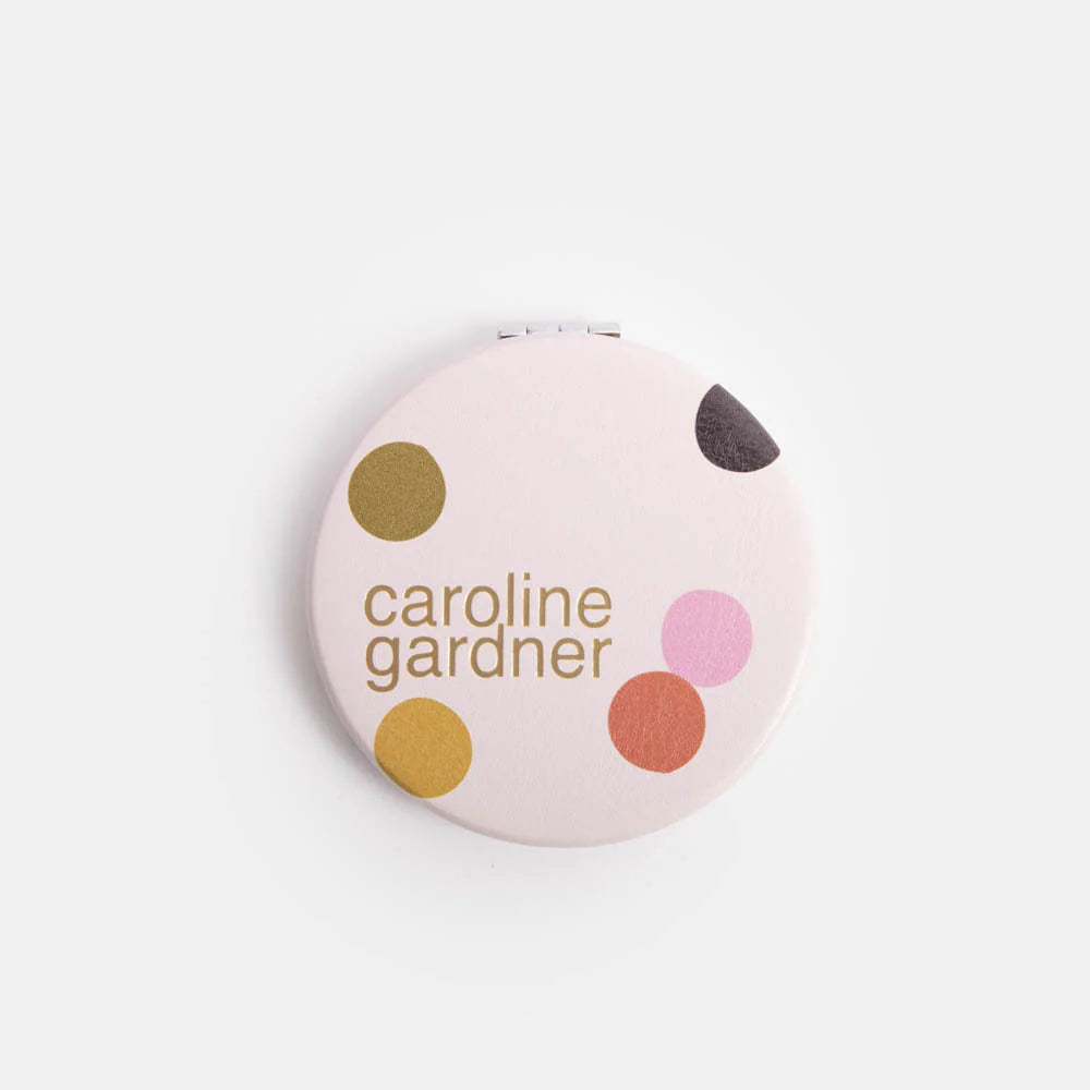 Pale Pink Dotty Round Pocket Mirror