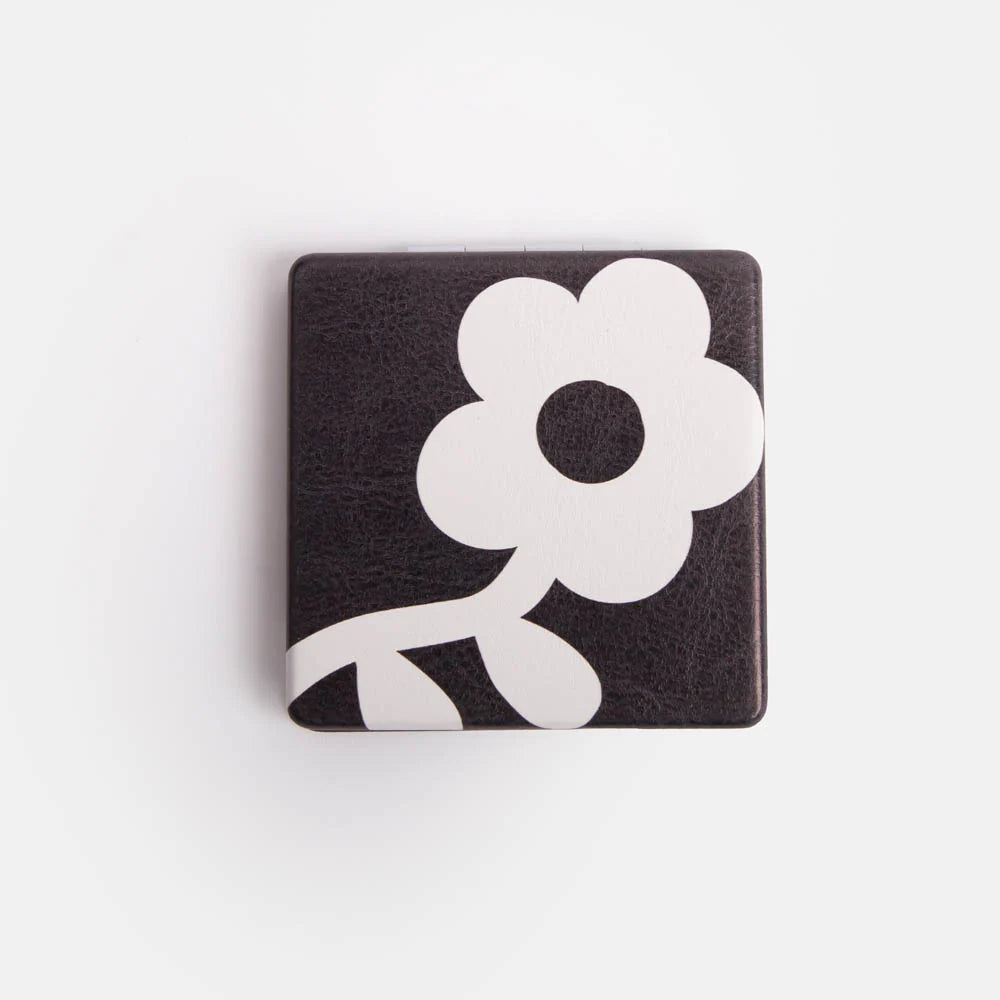 Charcoal Mono Flower Square Mirror