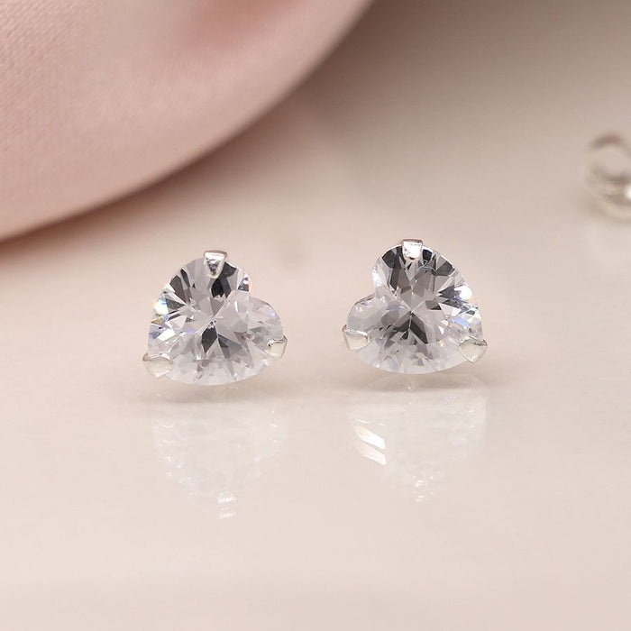 Crystal Heart Stud Earrings