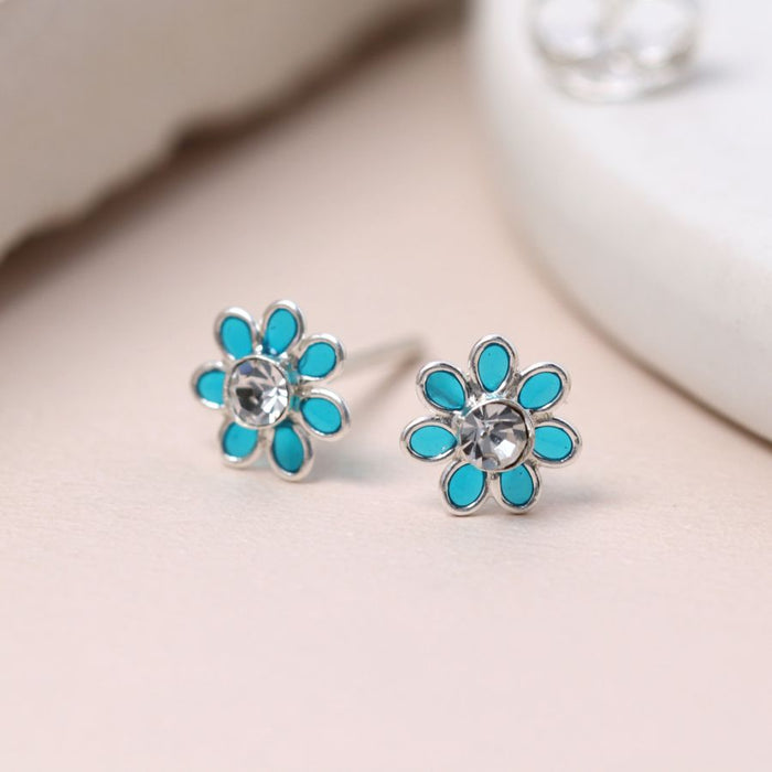 Green Tiny Flower Stud Earrings