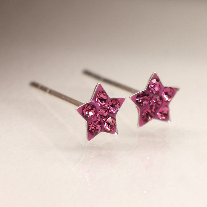 Rose Crystal Star Earring