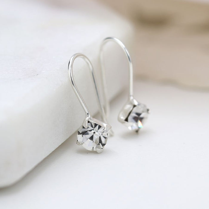 Crystal Drop Silver Earrings