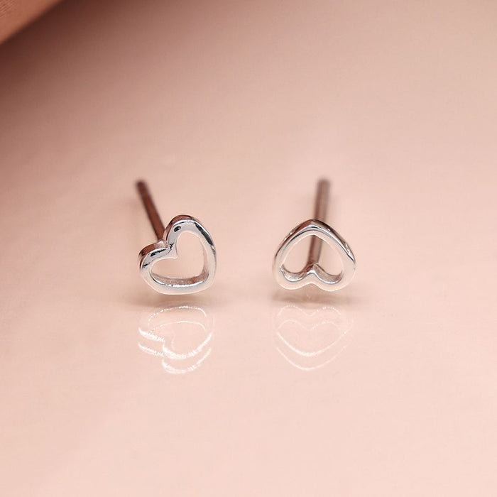 Tiny Cut Out Heart Stud Earrings