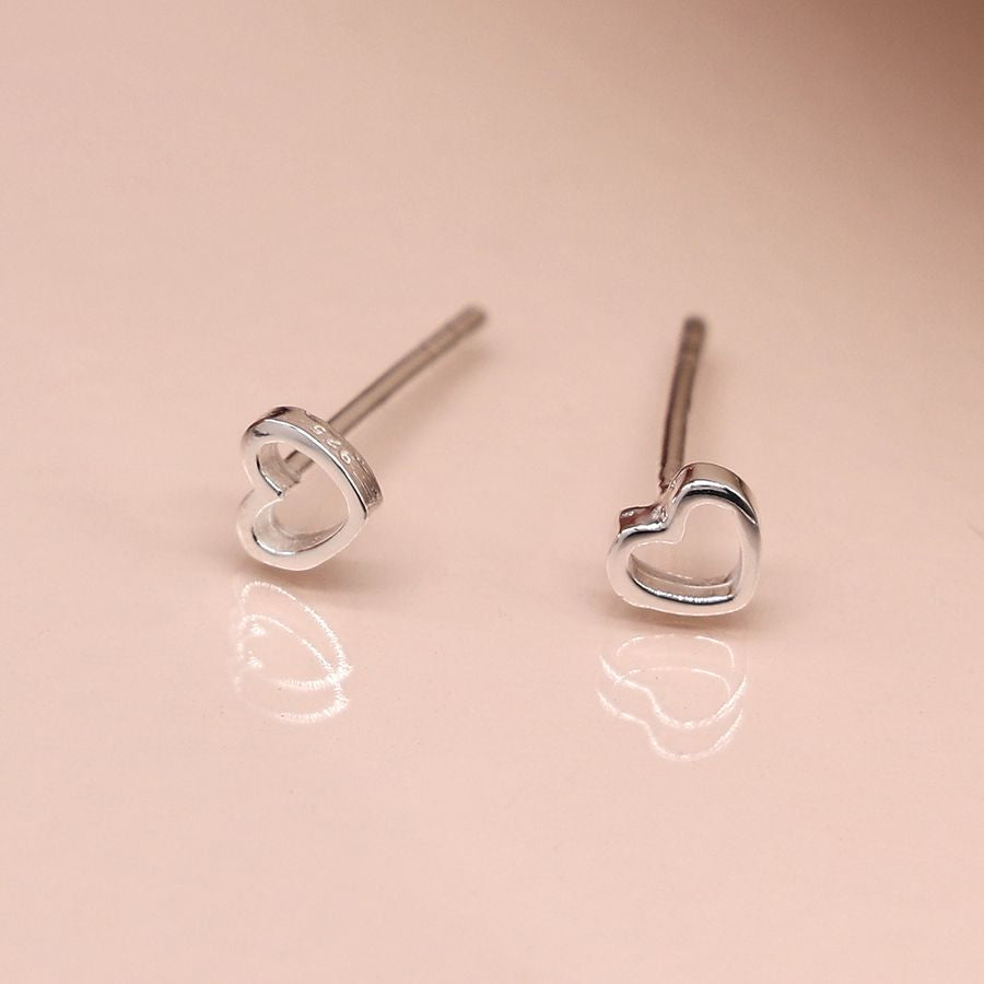 Tiny Cut Out Heart Stud Earrings