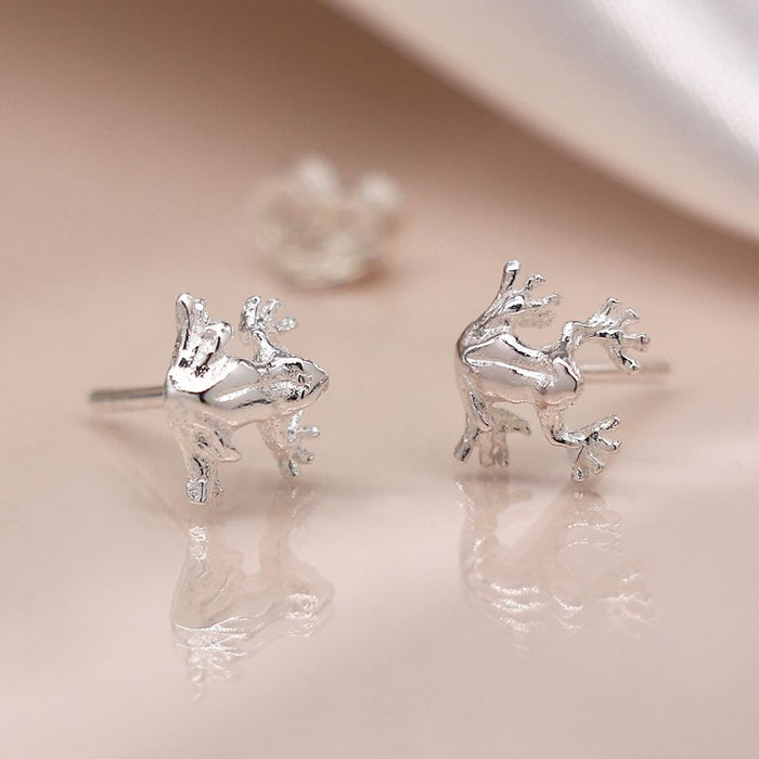 Sterling Silver Tree Frog Stud Earrings