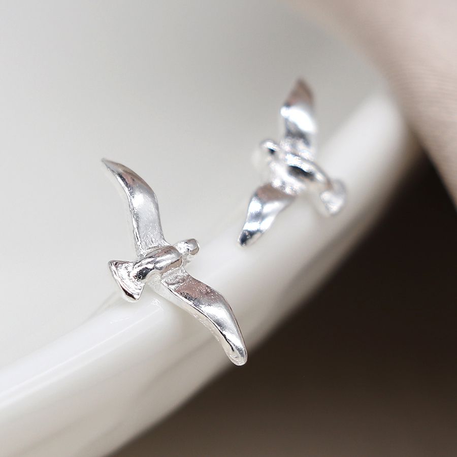 Sterling Silver Bird Stud Earrings