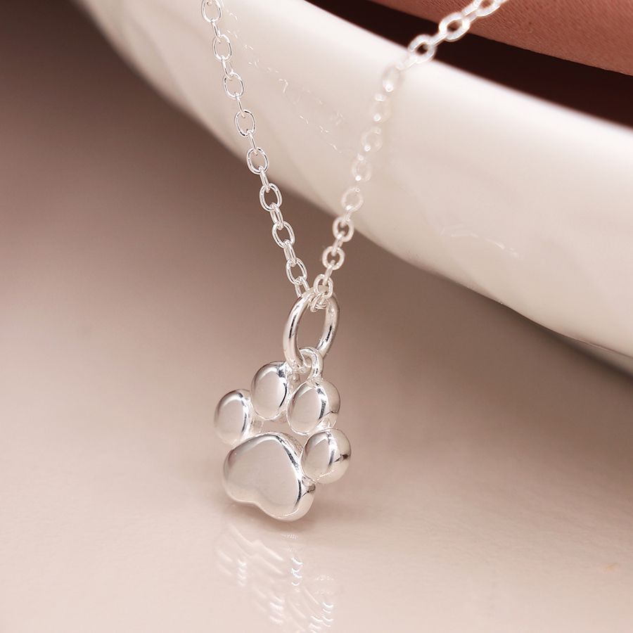 Sterling Silver Tiny Paw Print Necklace