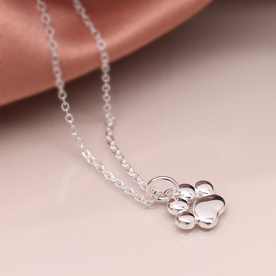 Sterling Silver Tiny Paw Print Necklace