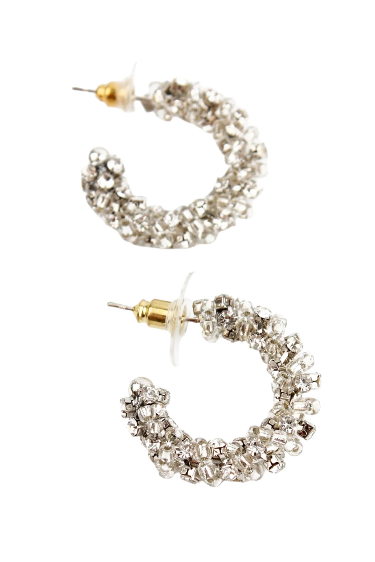 Silver Beaded Mini Hoops