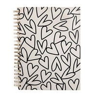 Mono Outline Hearts Spiral A4 Notebook