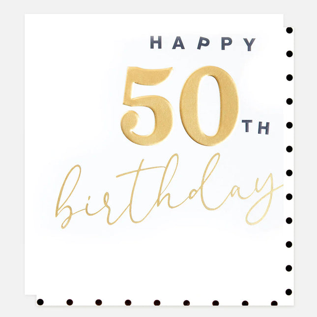 Gold Happy 50th Birthday Card