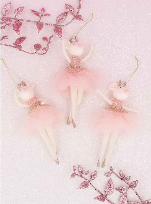 Pink/White Fabric Ballerina Mouse