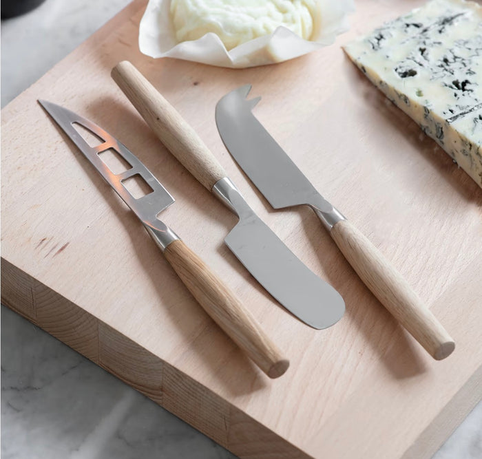 Steel and Oak Cheese Knives - Set of Three