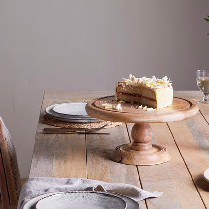 Recycled Glass Dome Cake Stand - Mango wood and Glass