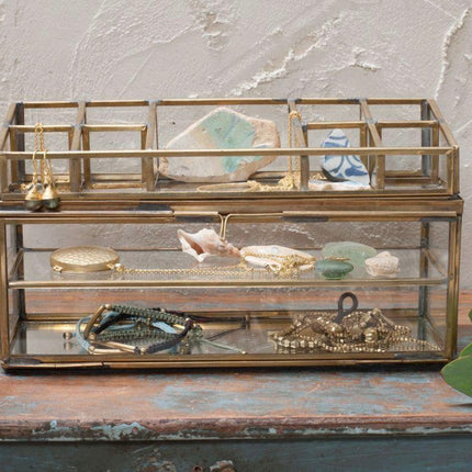 Antique Brass Bequai Open Jewellery Box