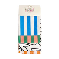 Multi Stripe/Mono Hearts Set of 2 Tea Towels