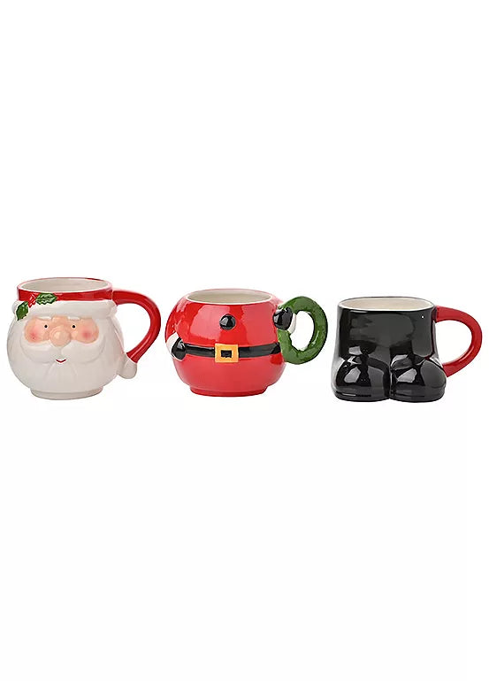 Set of 3 Santa Stacking Mugs