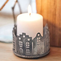 Punched houses Candle holder