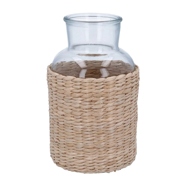 Glass Vase with Rattan Cover