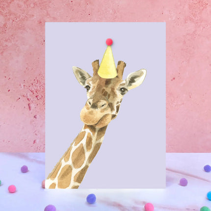 Giraffe Pompom Birthday Card