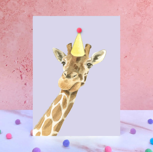 Giraffe Pompom Birthday Card