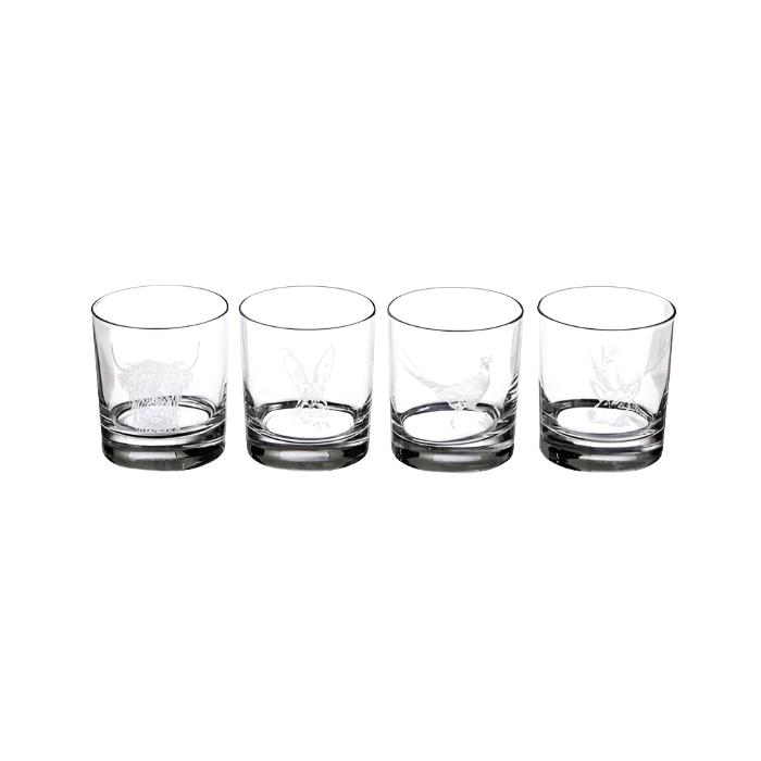 Country Animals Glass Tumblers - Set of Four