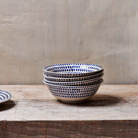 Indigo Drop Cereal Bowl - Cream & Indigo