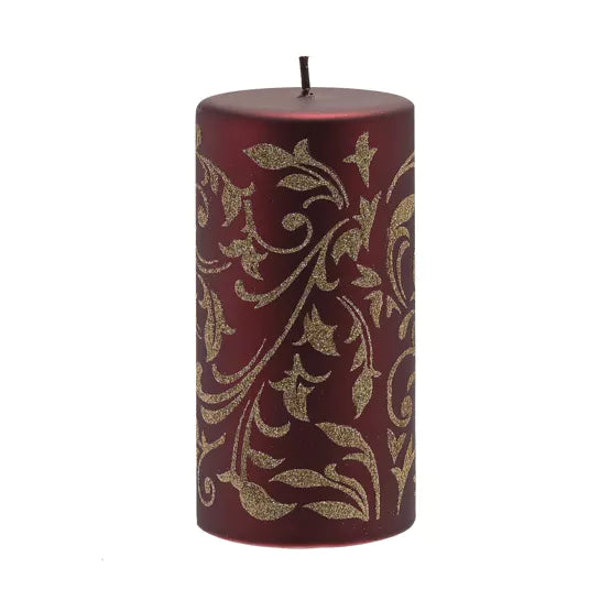 Large Gold Glitter Pillar Candle