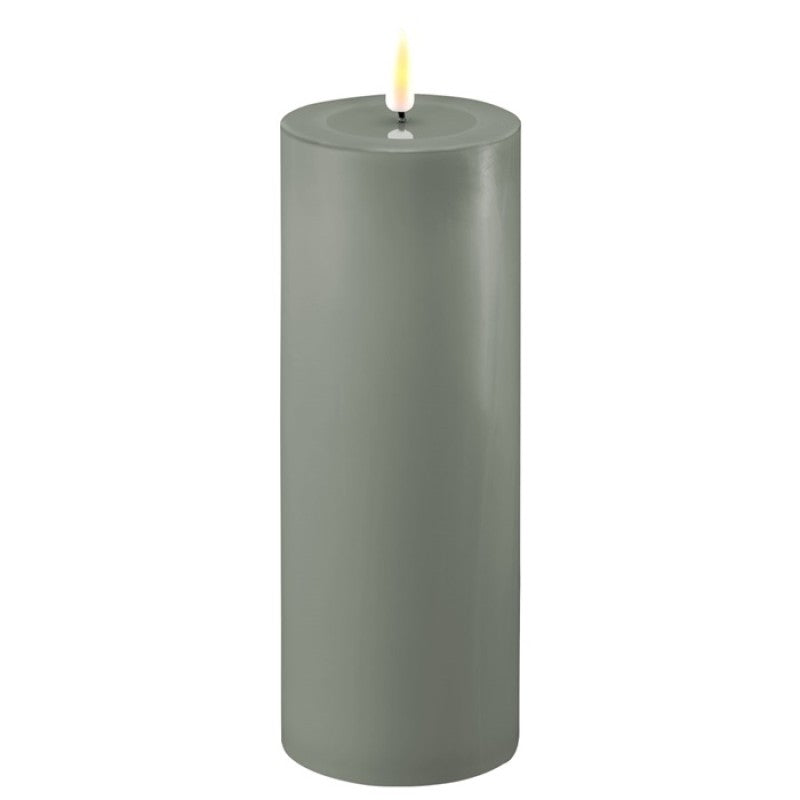 Salvie Green LED Candle D 7.5 20cm