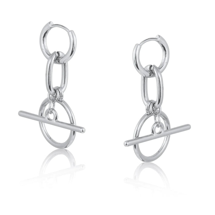 Flavia T-bar Small Silver Earrings