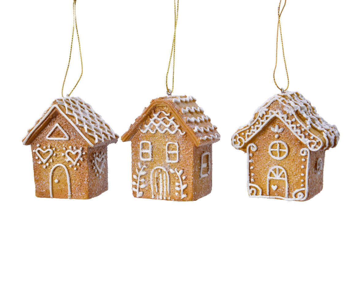 Gingerbread House Hanging Decoration- 3 assorted