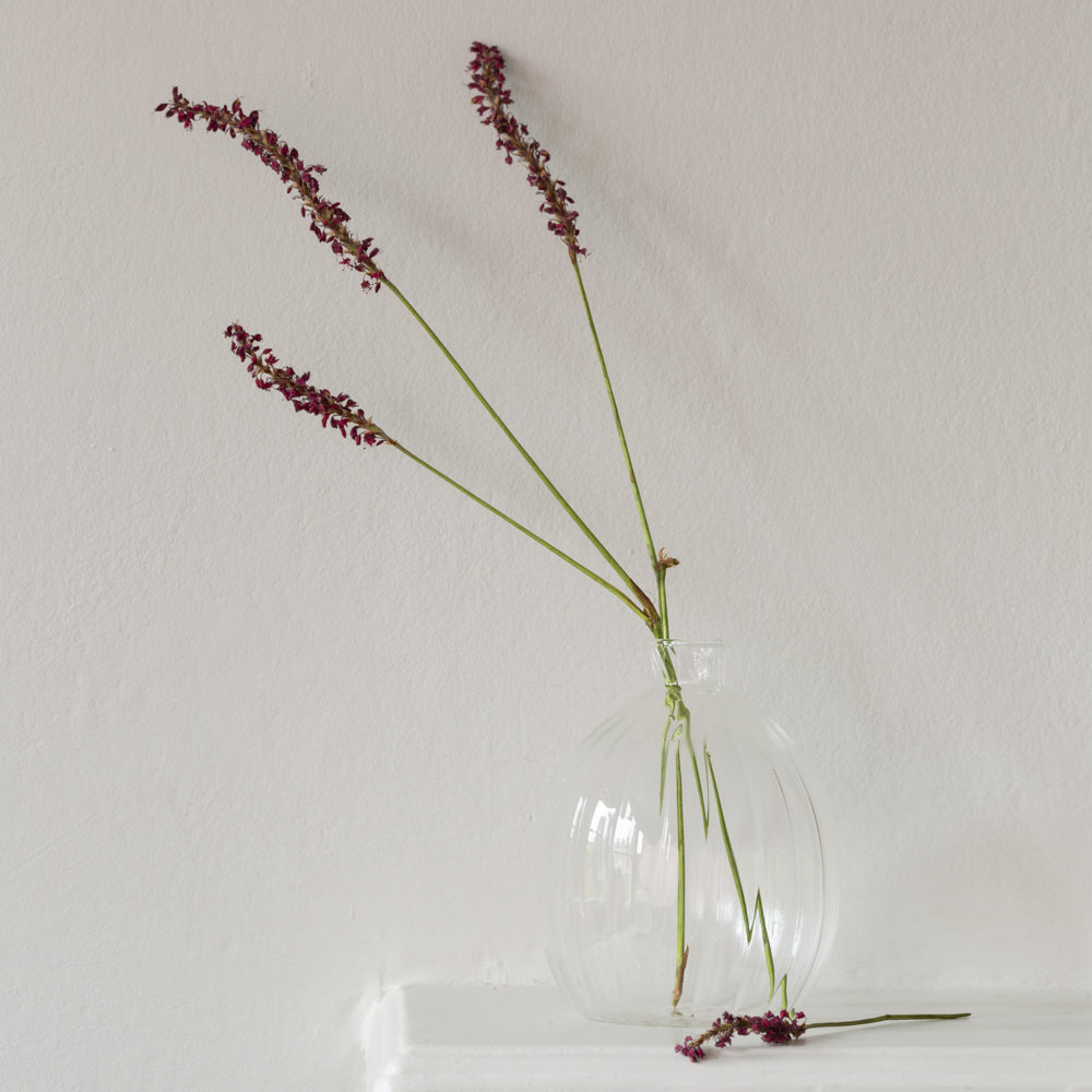 Ribbed Clear Tall Glass Vase