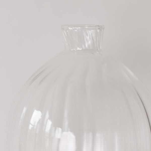 Ribbed Clear Tall Glass Vase