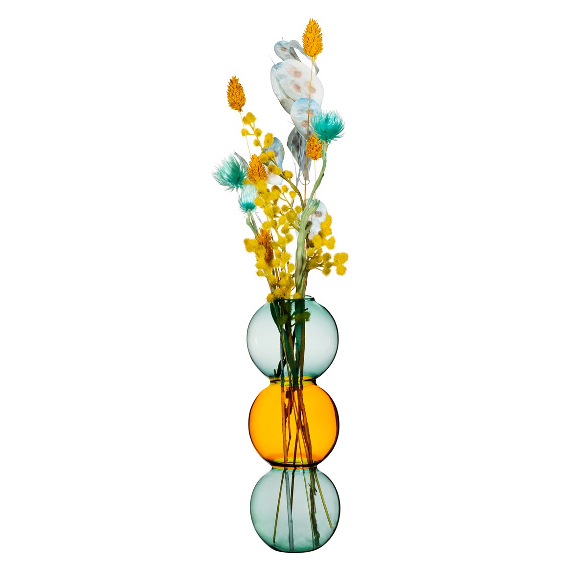 Triple Bubble Vase Turquoise & Yellow