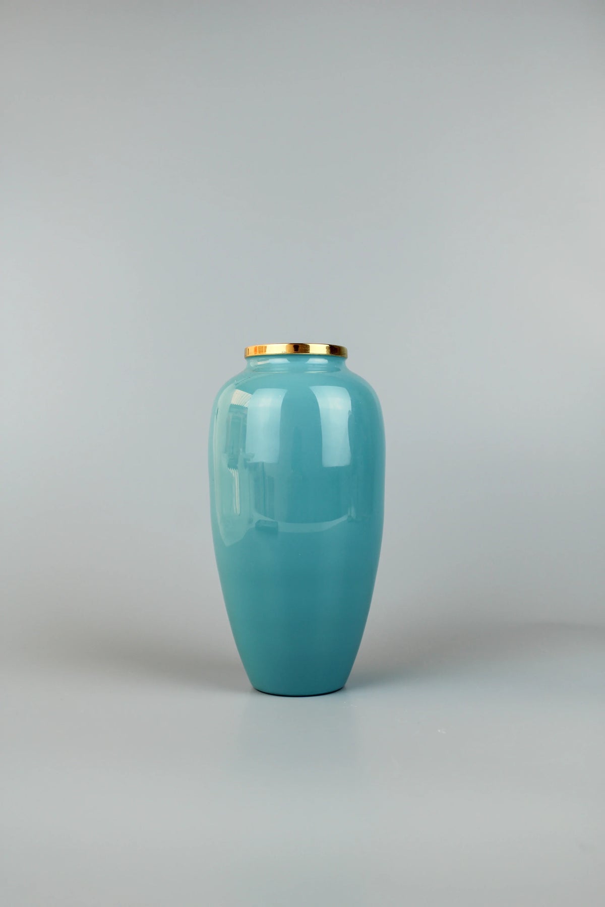 Medium Enamel Brass Vase Denim