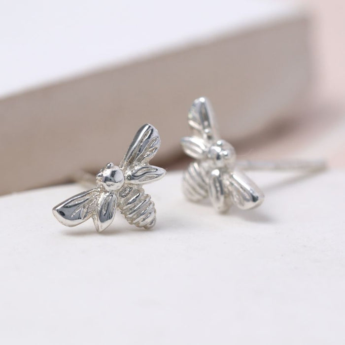 Sterling Silver Bee Stud Earrings