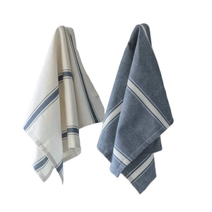 Cotton Tea Towels in Ink Stripe - Set of 2