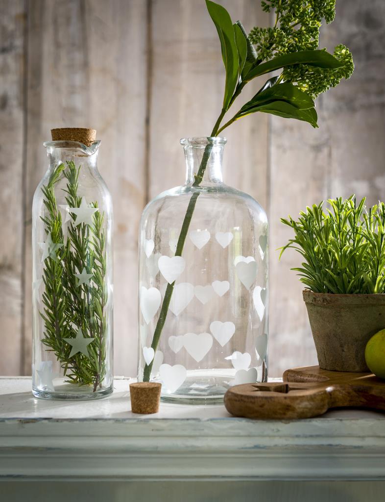 Large Narrow Neck Glass Jar Heart Vase