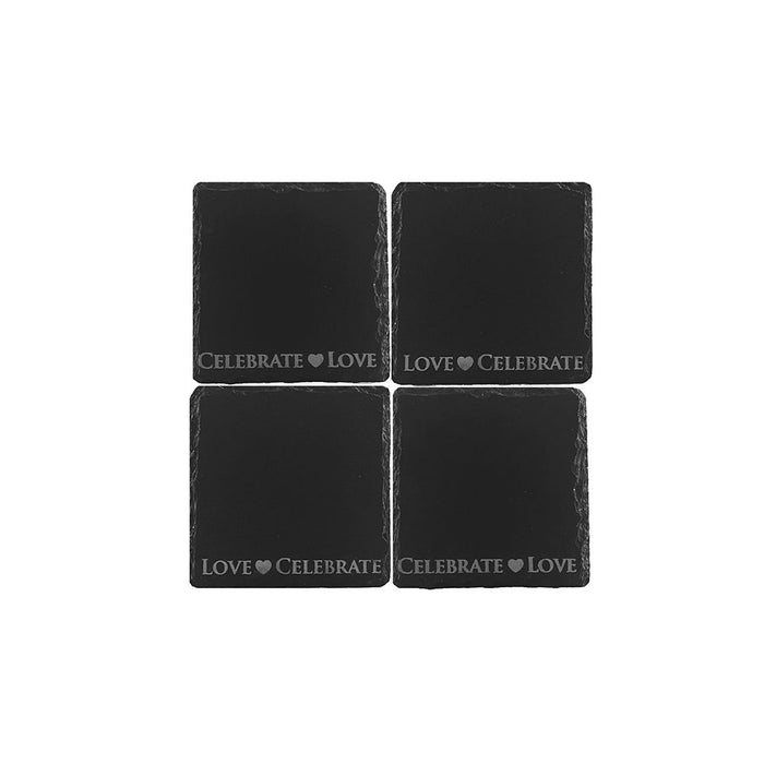 Love and Celebrate Slate Coasters - Set of Four