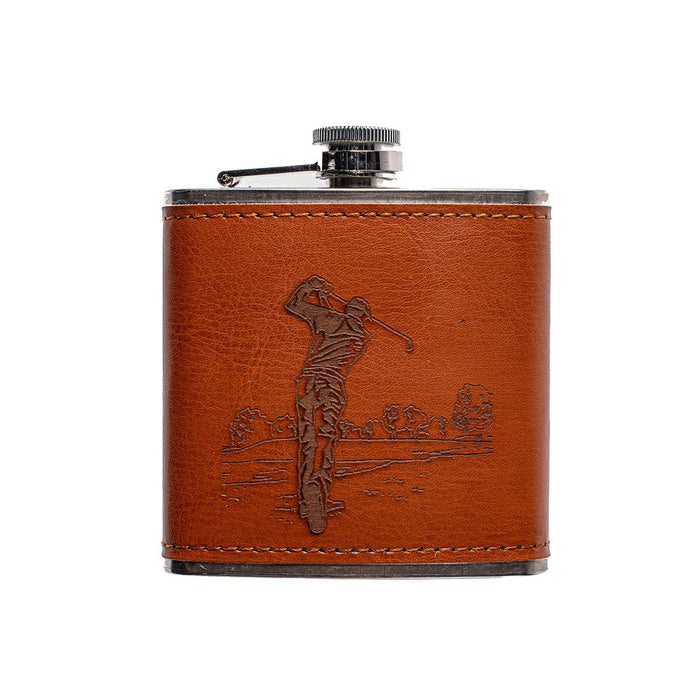 Golf Leather Hip Flask